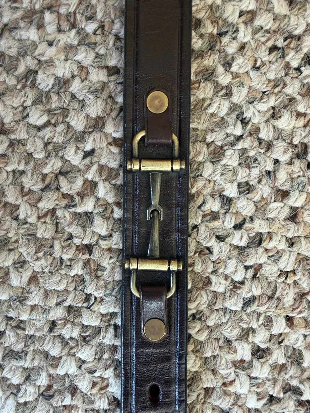 Tory Brown Leather Kids Belt with Solid Brass Buckles and Snaffle Bits